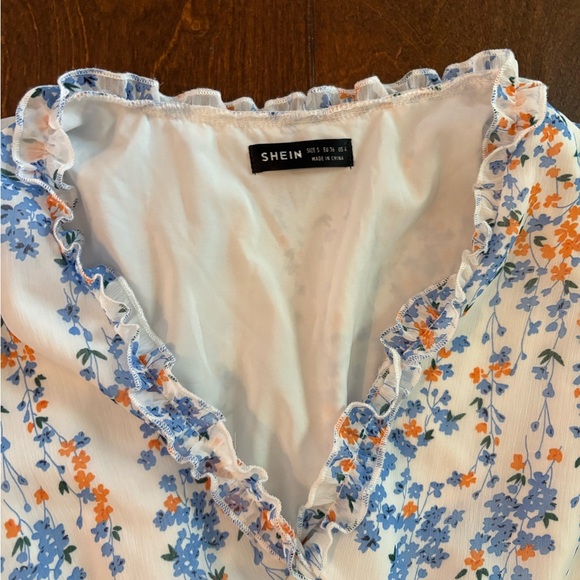 SHEIN Floral Mini Dress - Blue and Orange - Picture 5 of 5